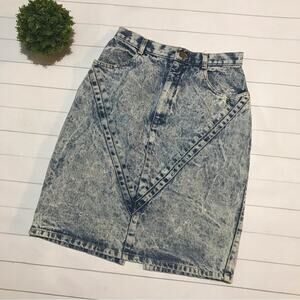 Vintage Acid Wash Denim Jean Long Modest Pencil Skirt Women’s Small